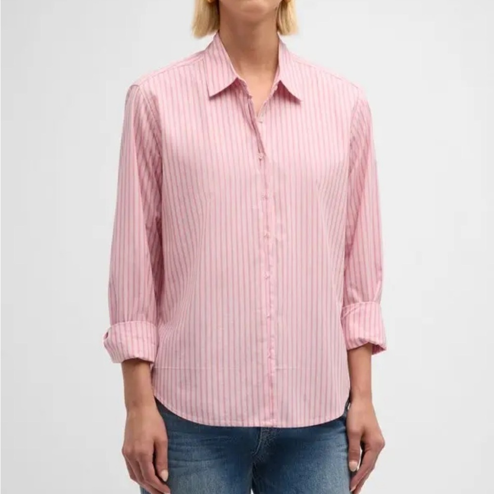 XiRENA Quinn Cameo Rose Striped Button Down Shirt Cotton Size XL